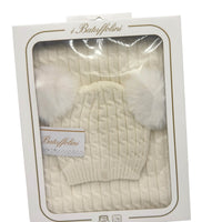 Completo Cappello con 2 Pon Pon + Scialle in Misto Lana