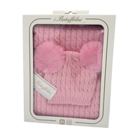 Completo Cappello con 2 Pon Pon + Scialle in Misto Lana