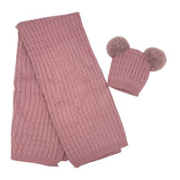 Completo Cappello con 2 Pon Pon + Scialle in Misto Lana