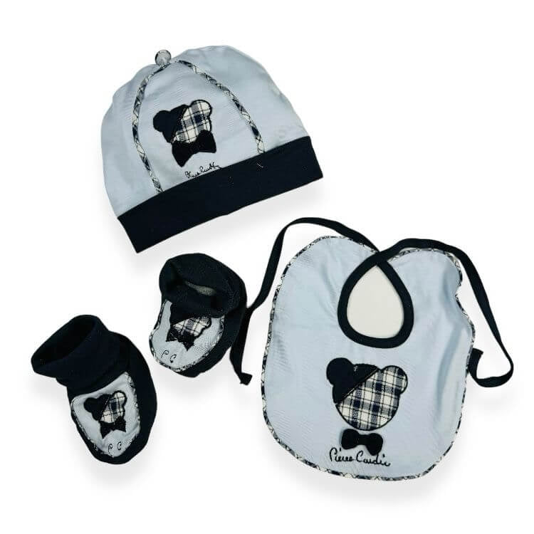 Set Cotone Cappello+scarpe+bavetta